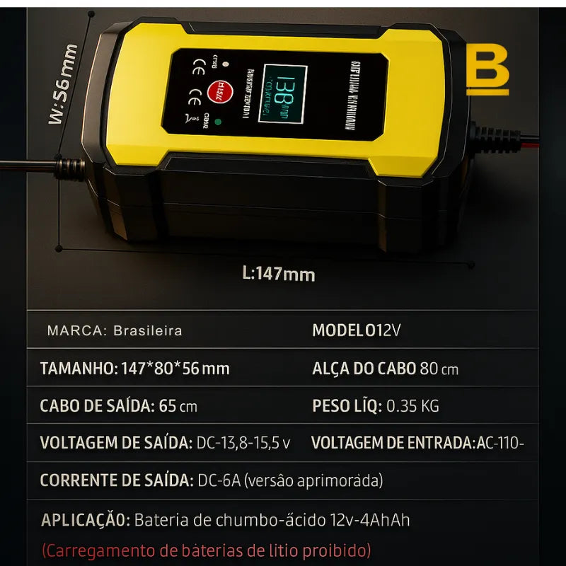 12V6A Charger Car Battery Charger Motorcycle Battery Charger 12V Smart Battery Charger