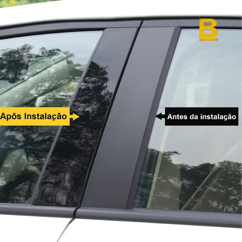 Kit de Acabamento Black Piano 8 Peças para Colunas VW Nivus, Polo e Taigo – Black Pillar Posts Premium