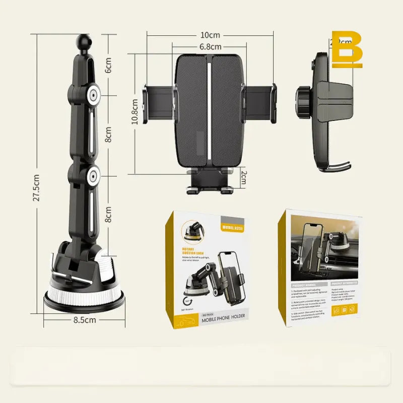 Suporte Veicular com Ventosa Turbo – Fixa Forte e Não Cai