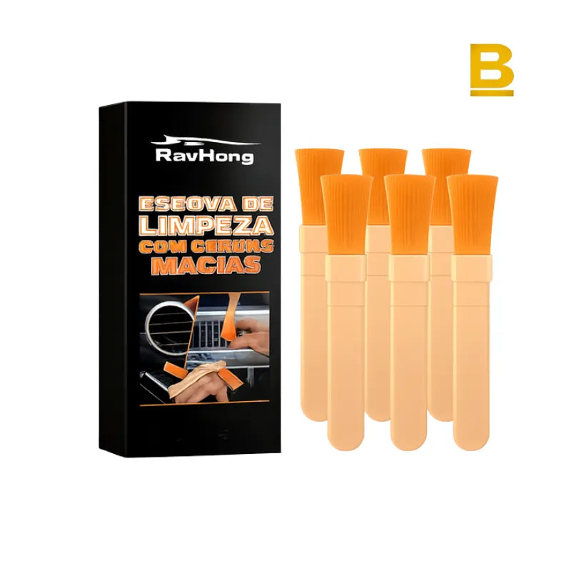 Escova de Limpeza Interna de Cerdas Macias – Detalhamento Automotivo