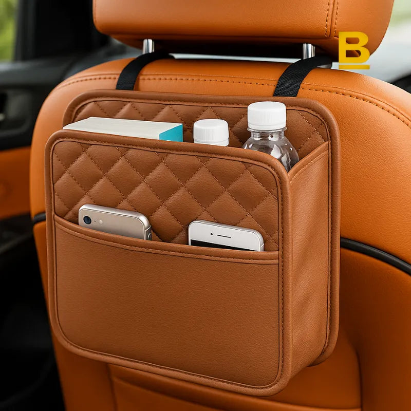 Multifunctional car seat storage bag Leather storage bag Garbage bag Storage bag Suitable for most car models