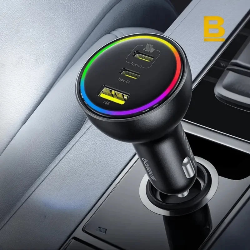 Carregador Veicular Turbo Power 152,5W com 3 Portas – Super Rápido e Compatível com Notebooks